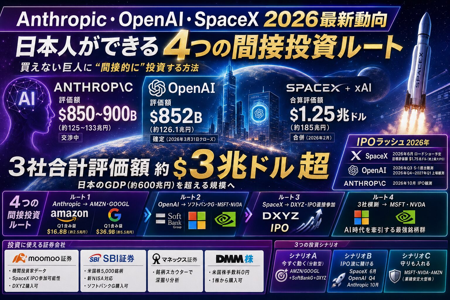 Anthropic OpenAI SpaceX 評価額
