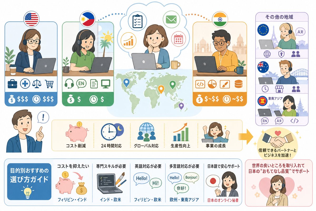 オンライン秘書の選び方図解