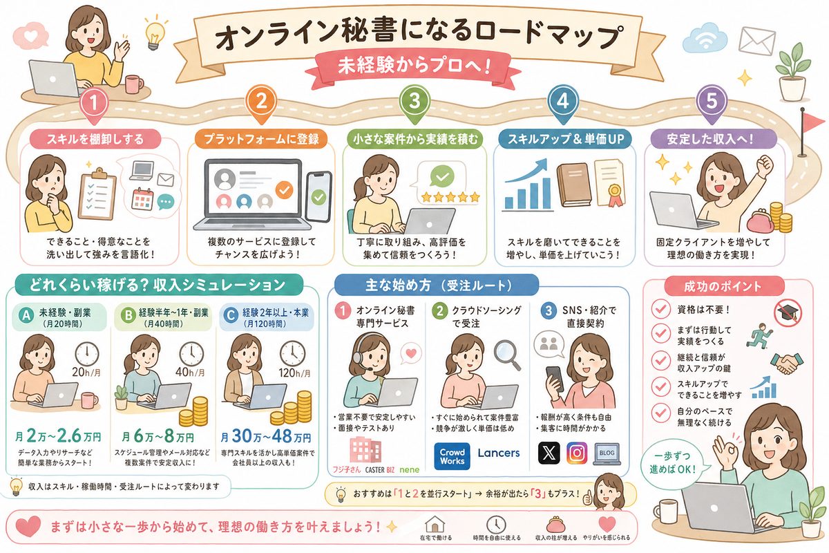 オンライン秘書の選び方図解
