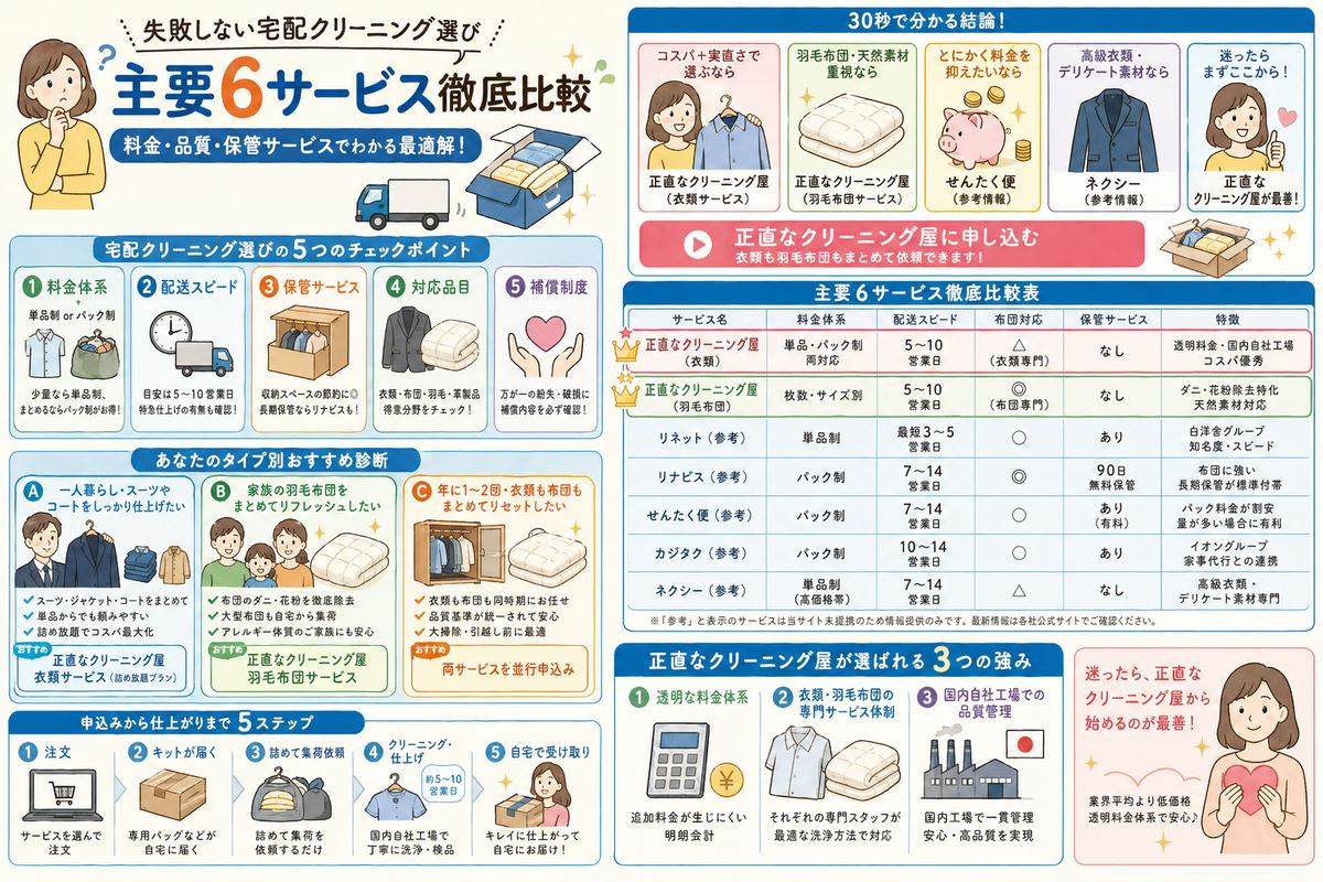 宅配クリーニングの選び方図解