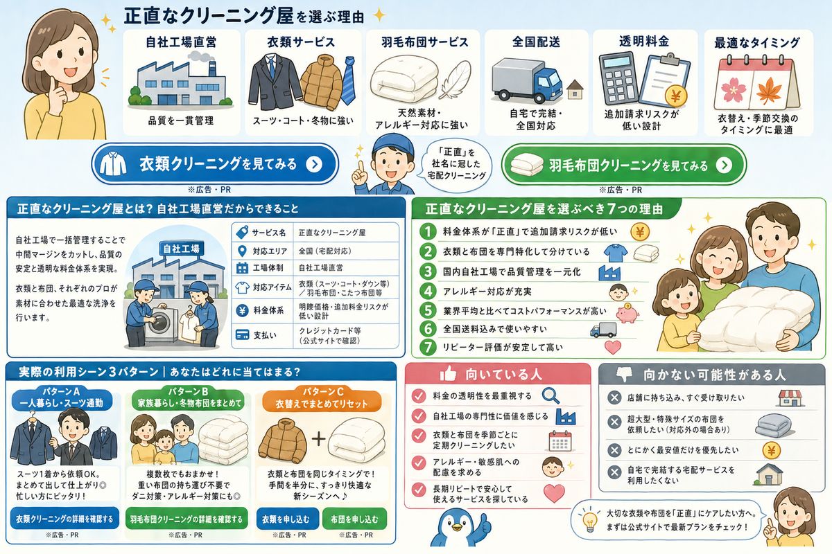 宅配クリーニングの選び方図解