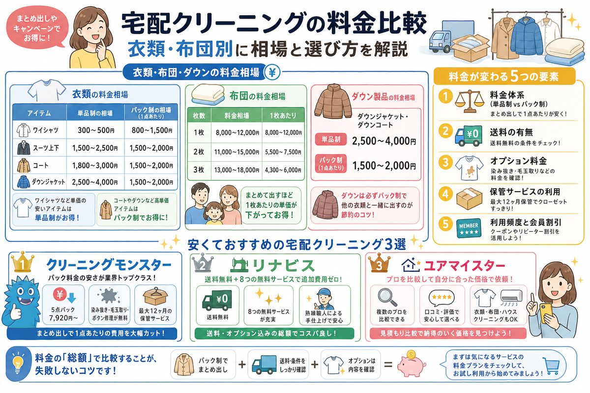 宅配クリーニングの選び方図解