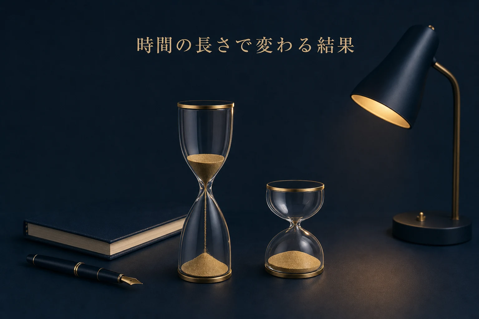 長い砂時計と短い砂時計を並べ、時間の長さの違いを表したアイキャッチ