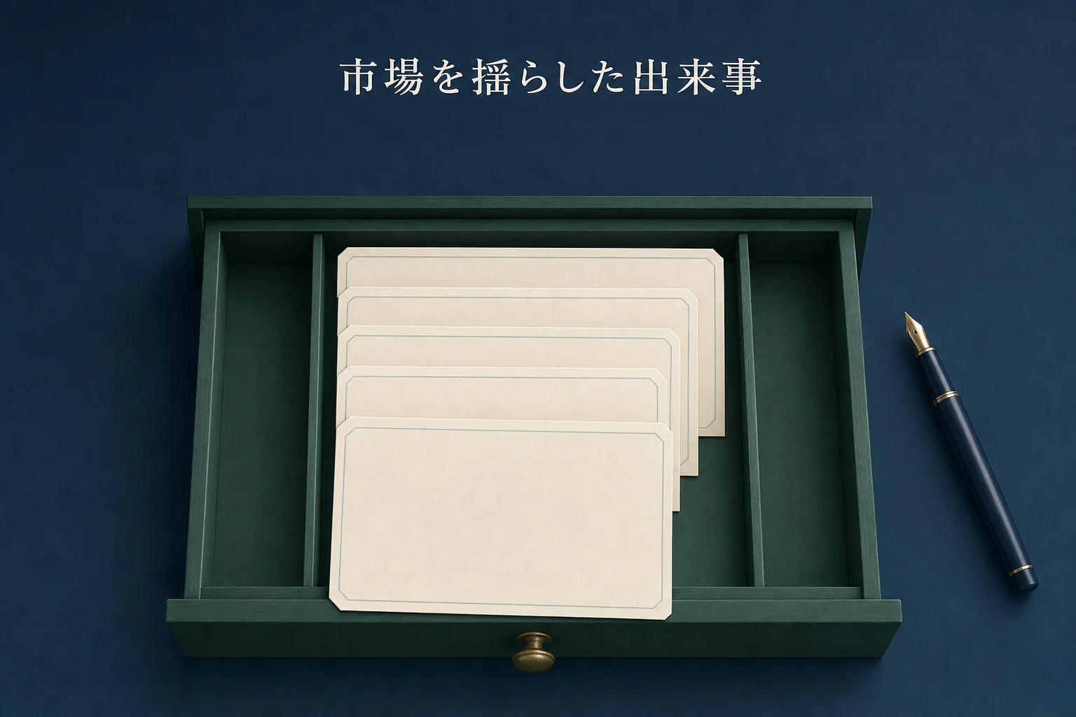 引き出しの中に同じ形の記録カードが五枚、少しずつずらして重ねられているアイキャッチ