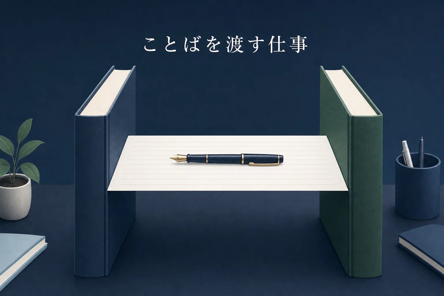 二冊の分厚い辞書が向かい合い、その間に一枚の白い紙が渡されているアイキャッチ