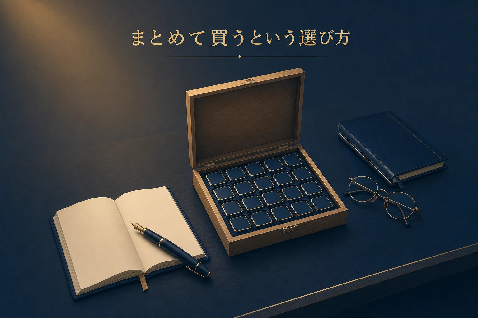 ふたを開けた木箱に同じ形の小さなチップがまとめて収まっている、詰め合わせで買う考え方のアイキャッチ