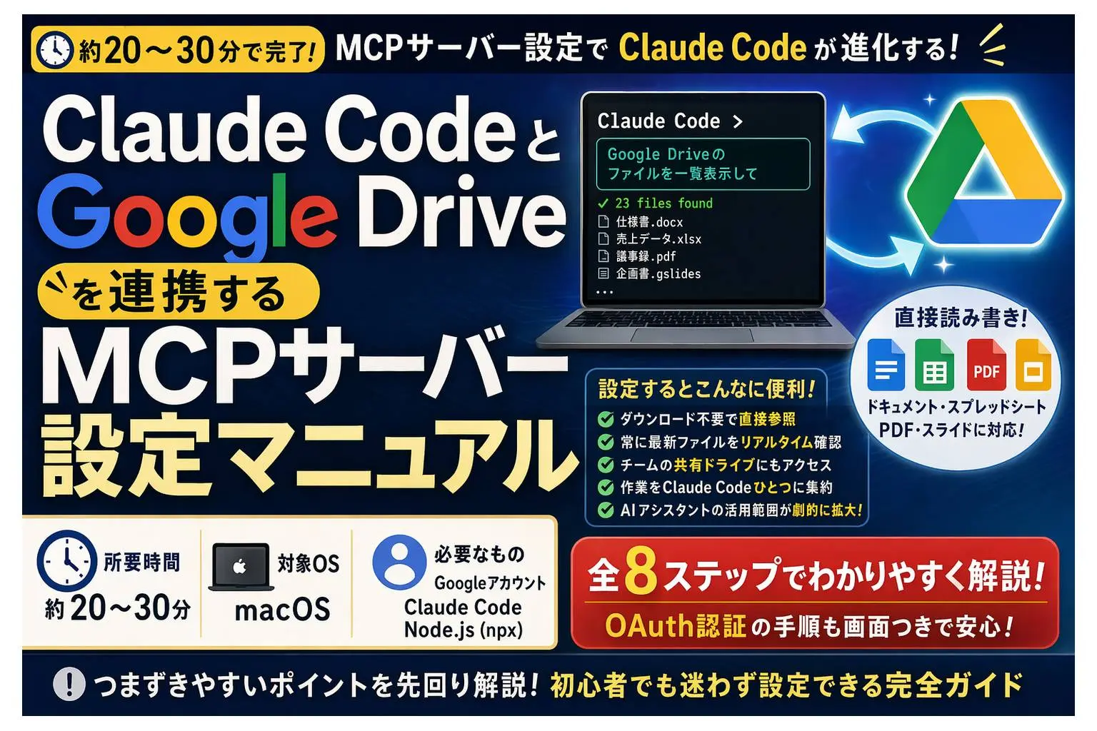 Claude CodeとGoogle Driveを連携するMCPサーバー設定マニュアル