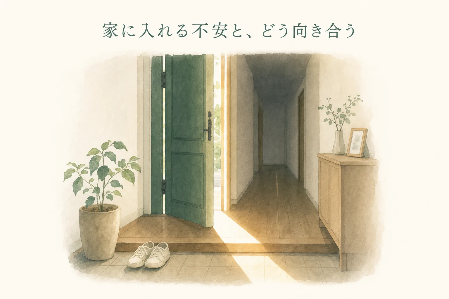 少しだけ開いた玄関のドアから光が差し、内側にそろえた靴が置かれている、抵抗感と向き合う場面のアイキャッチ
