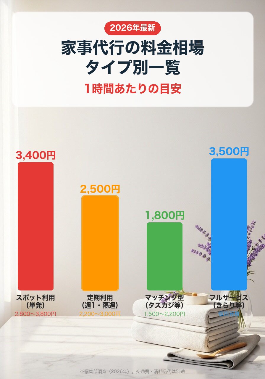 家事代行の料金相場 タイプ別比較チャート 2026年版